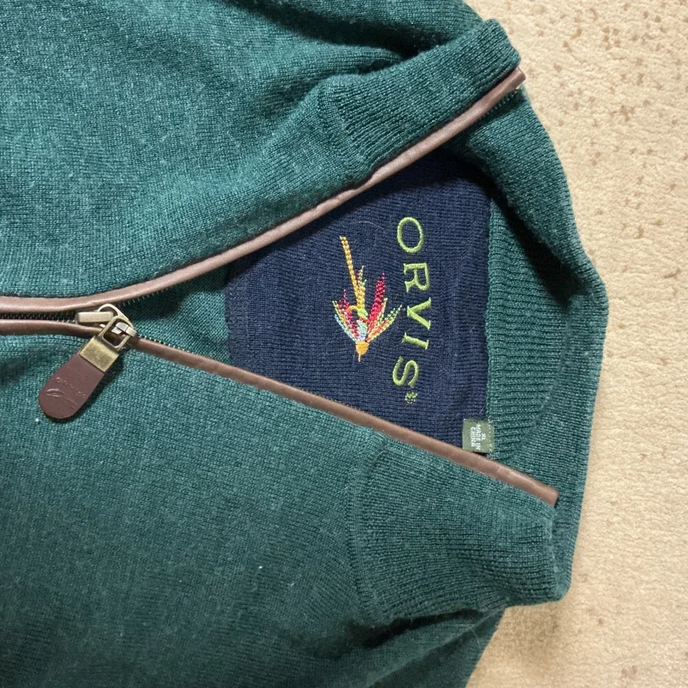 Orvis Mens XL Gorpcore Old Money 100% Merino Wool Quarter Zip Sweater Pullover
